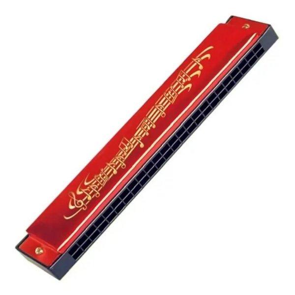 Gaita de Boca Infantil Alumínio 24 Buracos - DM Toys - Vermelho
