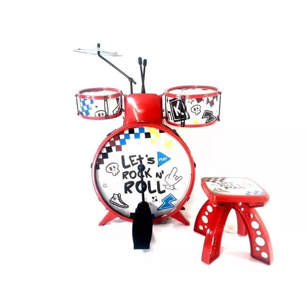 Bateria Musical Infantil Show Com Banquinho - Toyng
