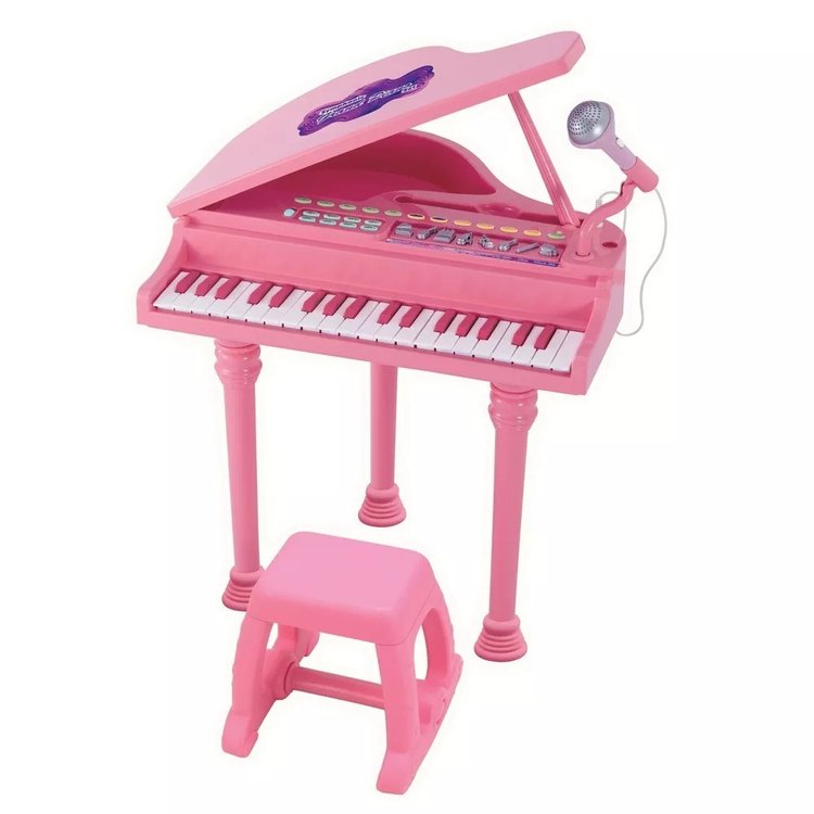 Piano de Madeira Acústico Infantil com 30 Teclas Rosa Instrumentos Musicais  Bambalalão Brinquedos Educativos