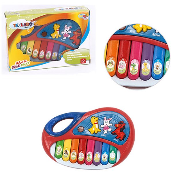 Teclado a Pilha Rainbow Festa dos Bichos - Wellmix