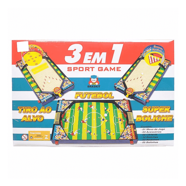Jogo De Mesa 3 Em 1 Sport Game - Braskit