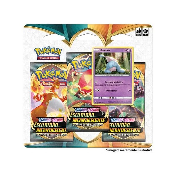 Blister Triplo Pokemon Escuridão Incandescente Hatenna - Copag