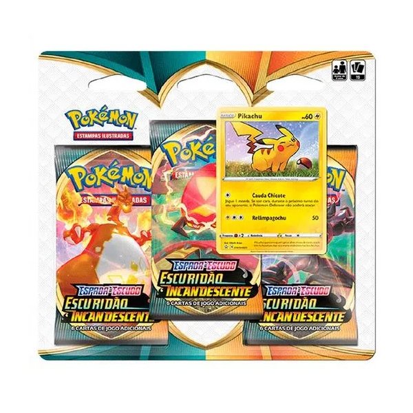 Blister Triplo Pokemon Escuridão Incandescente Pikachu - Copag