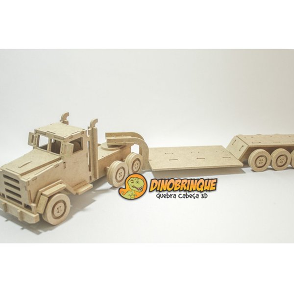 Quebra-Cabeça 3D Caminhão Prancha 109 Peças - Dinobrinque