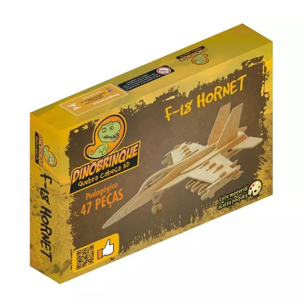 Quebra-Cabeça 3D F-18 Hornet 47 Peças - Dinobrinque