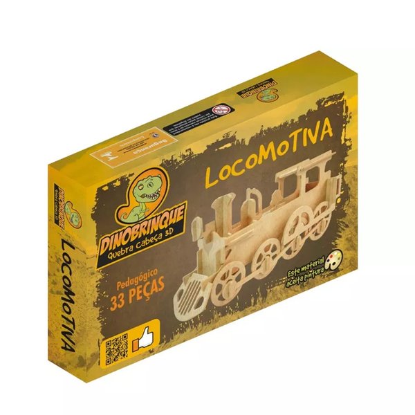 Quebra-Cabeça 3D Locomotiva 33 Peças - Dinobrinque