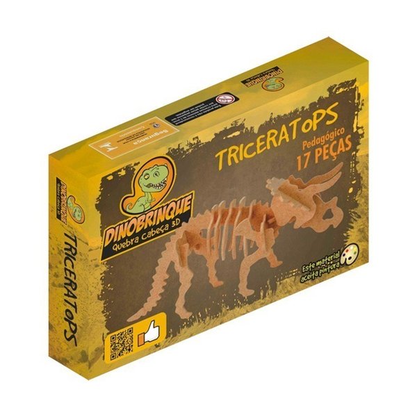 Quebra-Cabeça 3D Triceratops 17 Peças - Dinobrinque
