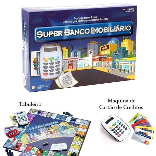 SUPER BANCO IMOBILIARIO TABULEIRO C/ MAQUINA CARTÃO FAMILIA