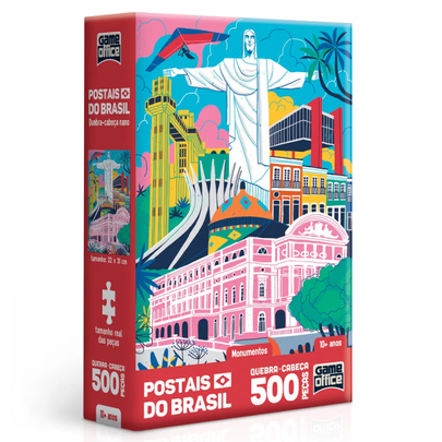 Quebra-Cabeça Nano 500 Peças Postais do Brasil Monumentos - Toyster