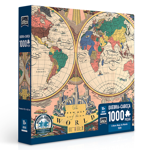 Quebra-Cabeça 1000 Peças O Novo Mapa do Mundo 1928 - Toyster