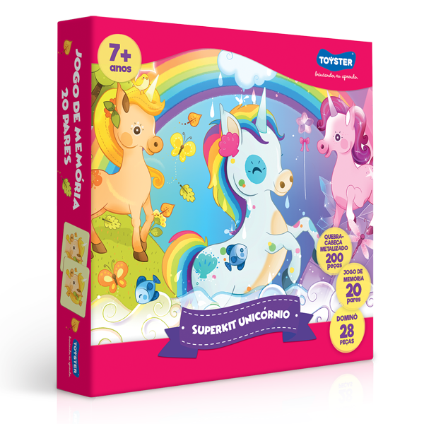 Super Kit Jogos 3 em 1 Unicórnio Metalizado - Toyster