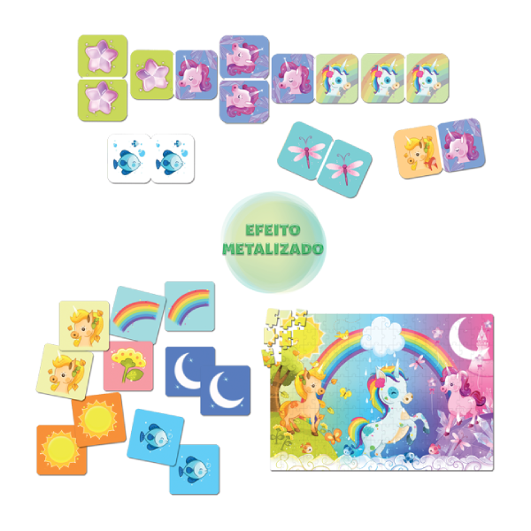 Super Kit Jogos 3 em 1 Unicórnio Metalizado - Toyster