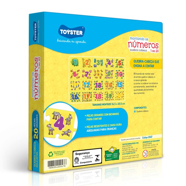 Quebra-Cabeça Montando os Números 1 ao 20 - Toyster