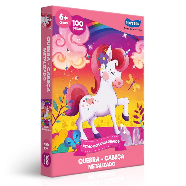 Quebra-Cabeça 100 Peças Reino dos Unicórnios Metalizado - Toyster