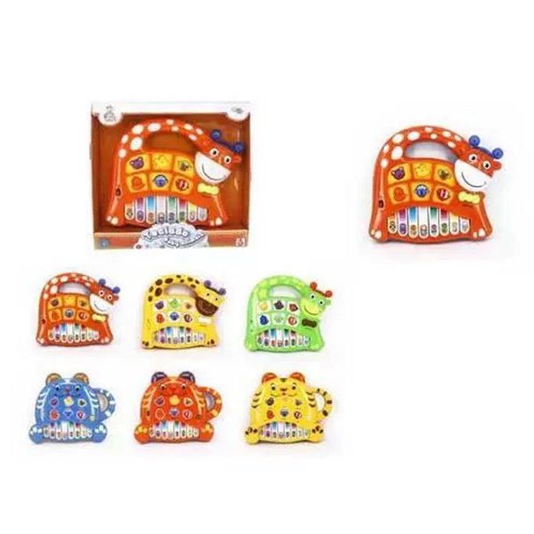 Teclado Baby Animais Luz e Som Girafa - Wellmix - Laranja