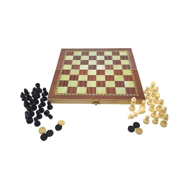 Jogo 3 em 1 Xadrez Dama e Gamão 29cm - Western