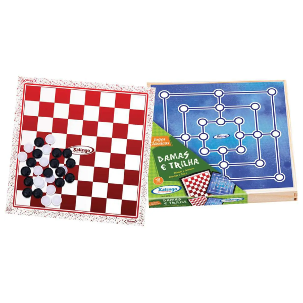 Jogos 2 em 1 Damas e Trilha - Xalingo