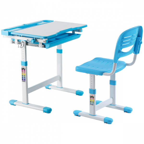 Conjunto Mesa e Cadeira Infantil com Ajuste de Altura Azul - Pcyes