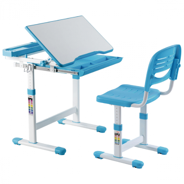 Conjunto Mesa e Cadeira Infantil com Ajuste de Altura Azul - Pcyes