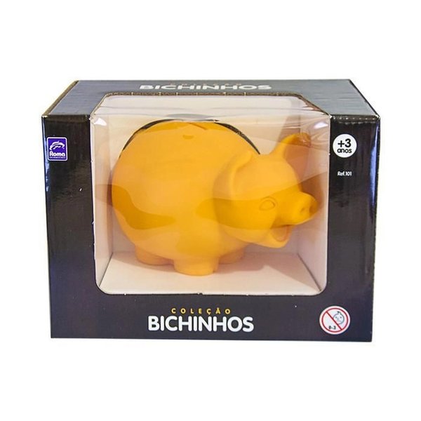 Cofre Coleção Bichinhos Porco Estilizado - Roma - Amarelo