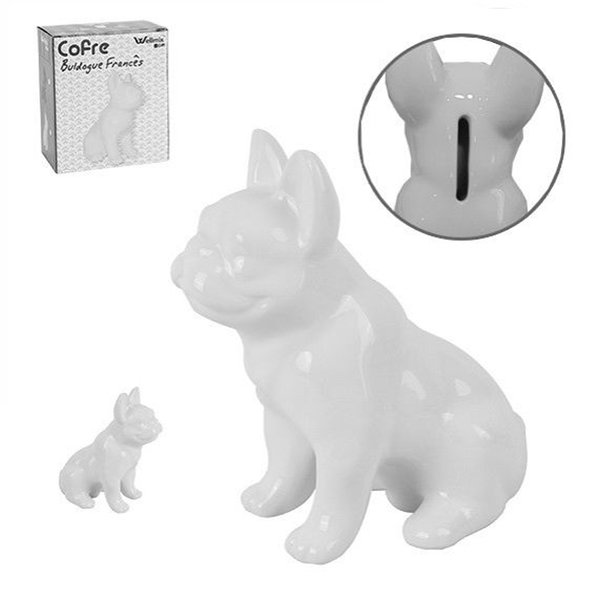 Cofre de Cerâmica Bulldog Francês - Wellmix - Branco