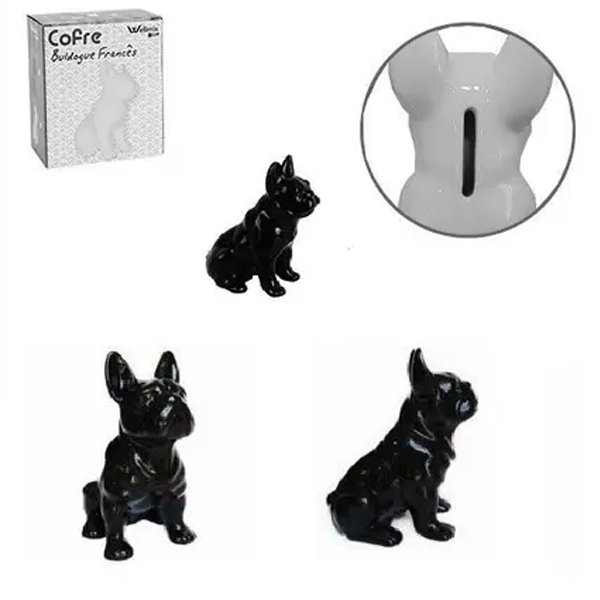 Cofre de Cerâmica Bulldog Francês - Wellmix - Preto