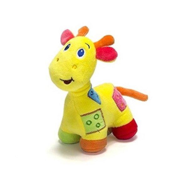 Girafa de Pelúcia Colorida com Chocalho - Unik - Amarelo