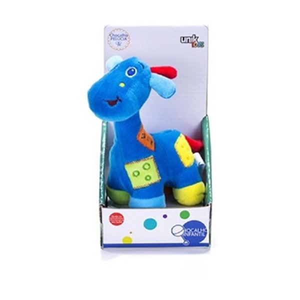 Girafa de Pelúcia Colorida com Chocalho - Unik - Azul