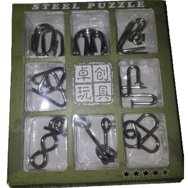 Kit Quebra Cabeça Puzzle de Metal Enigma c/ 9 Pç