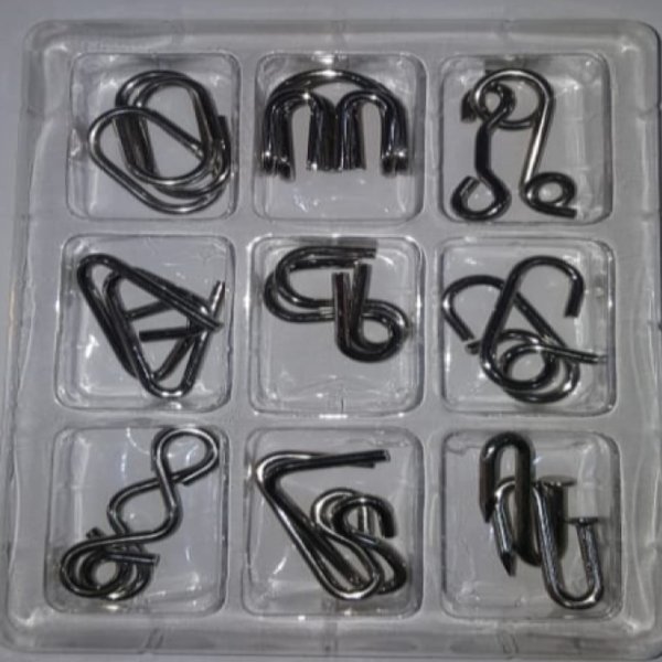 Kit Quebra Cabeça Puzzle de Metal Enigma c/ 9 Pç