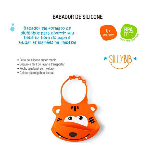 Babador De Silicone Com Coletor De Migalhas Tigre - Multikids