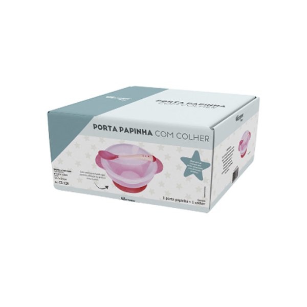Porta Papinha com Colher Rosa - Western Baby