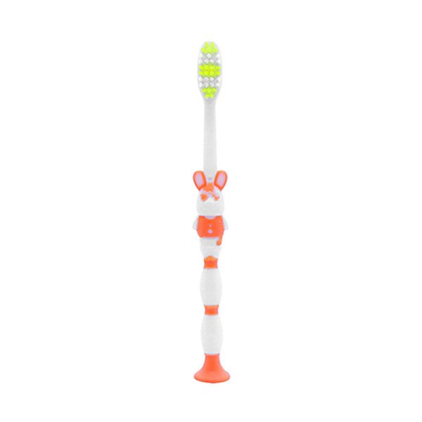 Escova Dental Infantil Coelhinho com Capa Média - Etident - Laranja