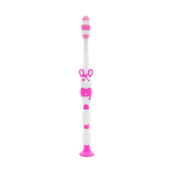 Escova Dental Infantil Coelhinho com Capa Média - Etident - Rosa