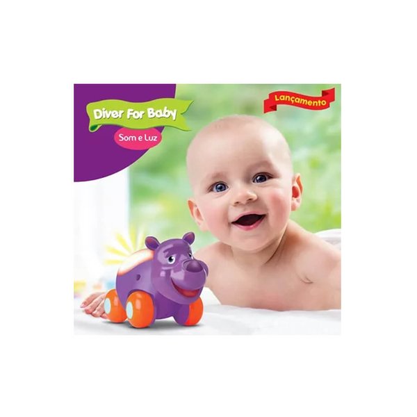 Bichinho Diver For Baby Som e Luz Rinoceronte - Divertoys