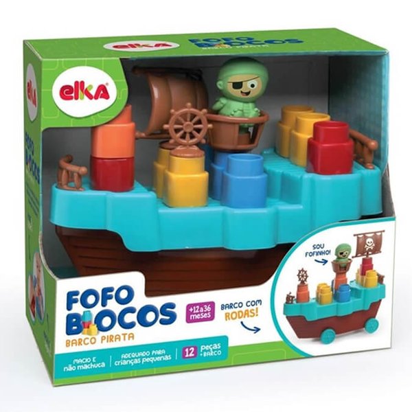 Blocos de Montar Fofo Blocos Barco Pirata 13 Peças - Elka