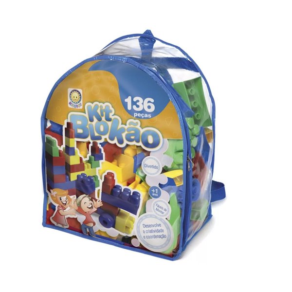 Blocos De Montar Kit Blokão Azul 136 Peças - Kitstar