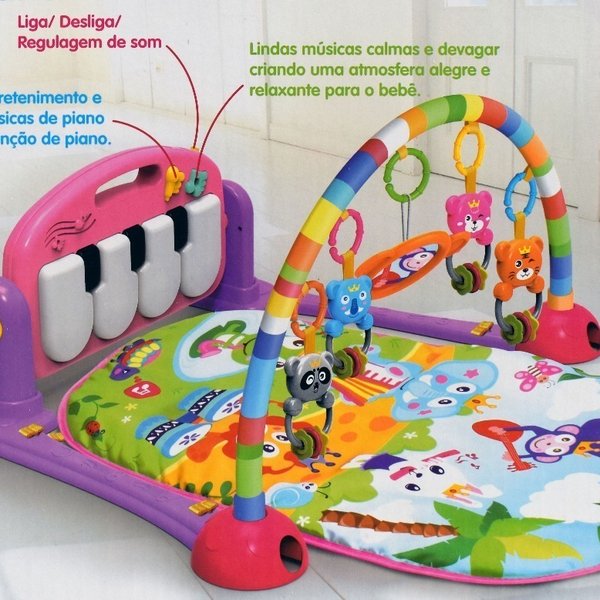 Tapete De Atividades Multifunções Ginásio Divertido Piano - Kitstar - Rosa