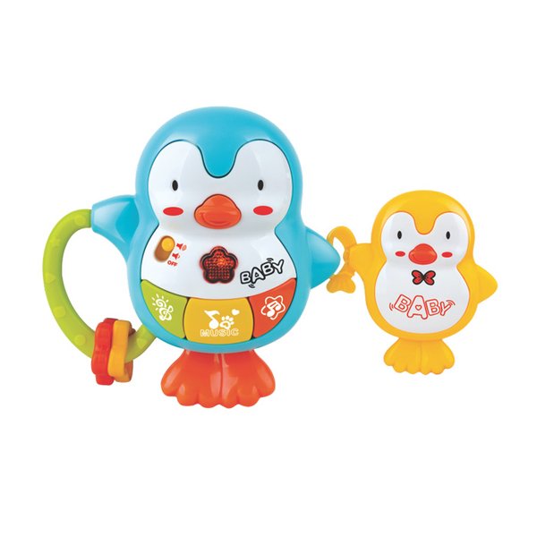 Chocalho Pinguins Amiguinhos com luz e Som - Pura Diversão