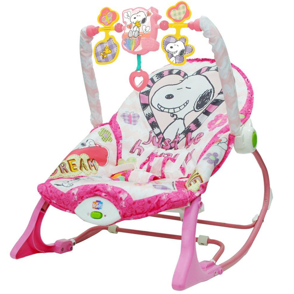 Cadeira De Balanço Snoopy Peanuts Som - Pura Diversão - Rosa