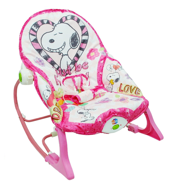 Cadeira De Balanço Snoopy Peanuts Som - Pura Diversão - Rosa