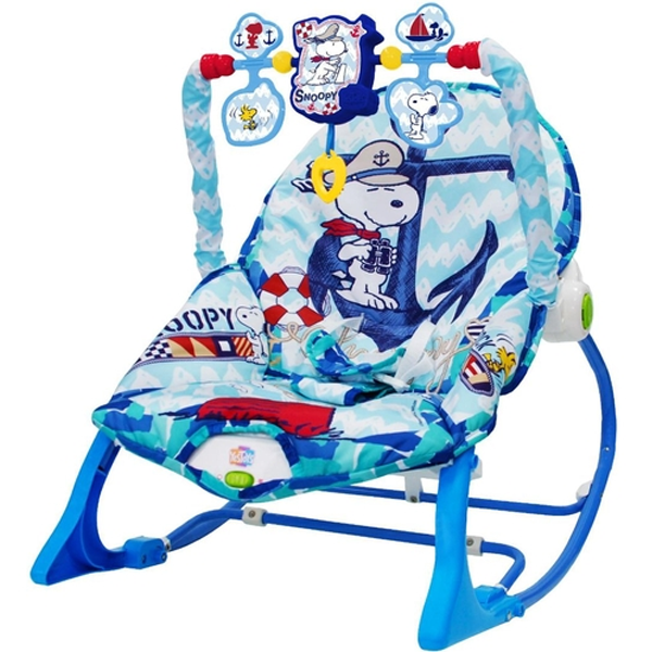 Cadeira De Balanço Snoopy Peanuts Som - Pura Diversão - Azul