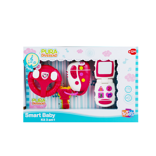 Kit Smart Baby 3 Em 1 - Pura Diversão - Rosa