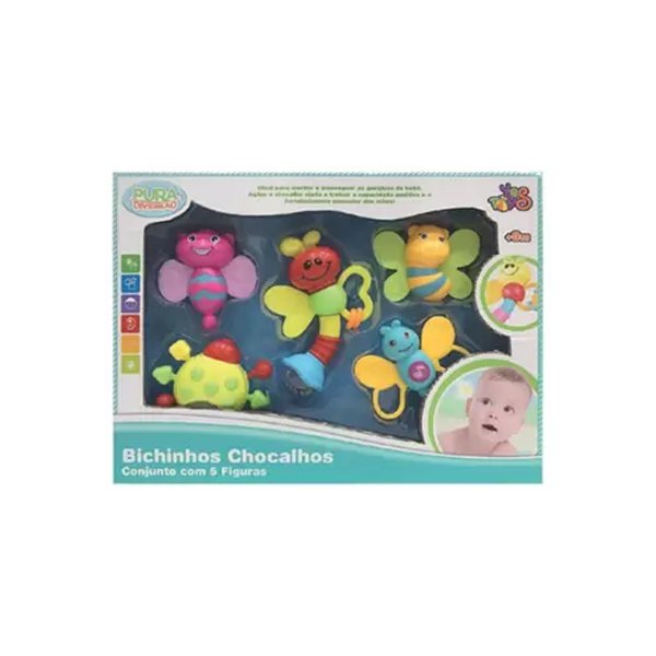 Bichinhos Chocalhos com 5 Figuras - Pura Diversão