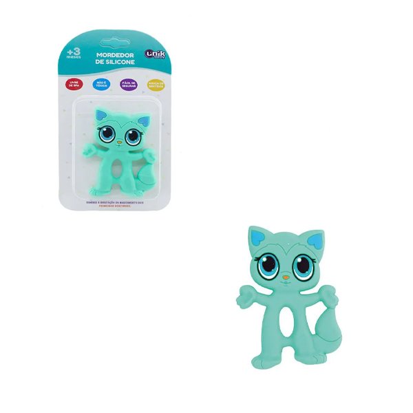 Mordedor de Silicone Azul Gatinho - Unik