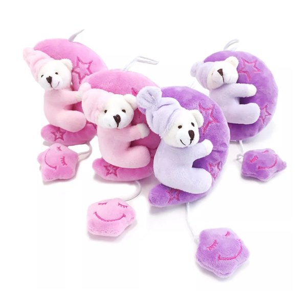 Móbile Giratório Musical Para Berço Pelúcia Ursinho Soneca Rosa - Kitstar