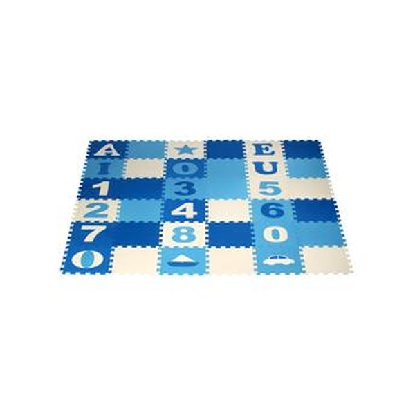 Tapete EVA Montapete Baby Vogais Figuras 9 Peças - Azul
