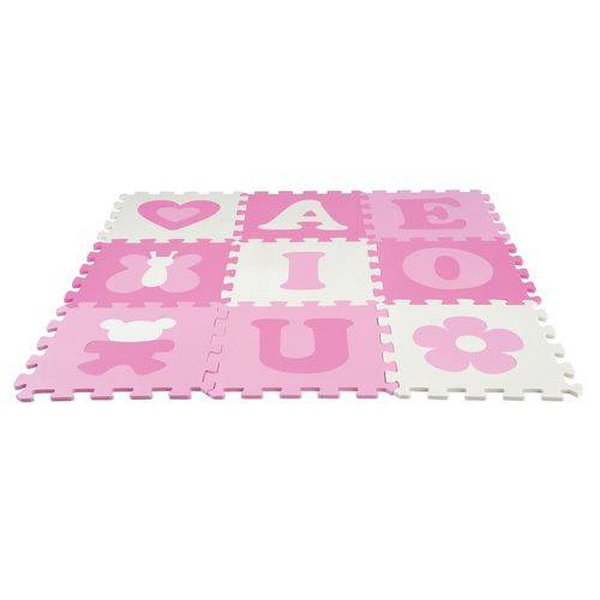 Tapete EVA Montapete Baby Vogais Figuras 9 Peças - Rosa