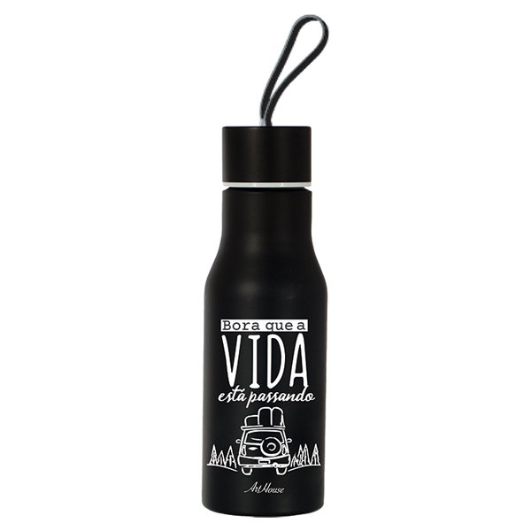 Garrafa Inox 460ml com Frase - Art Brink - Preto