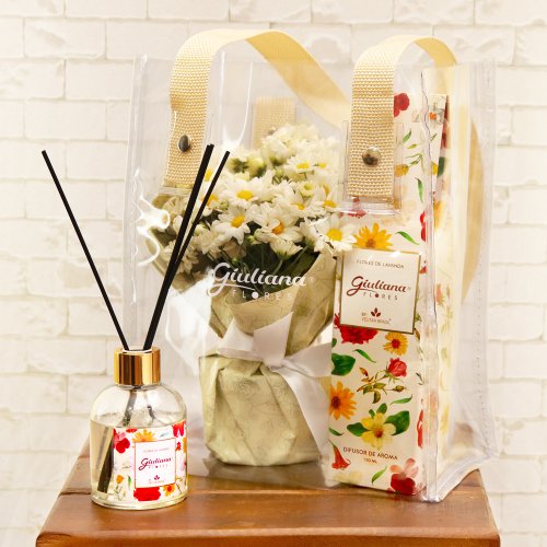 Mini Vaso de Margaridinhas  e Difusor da Linha Aromáticas Giuliana Flores